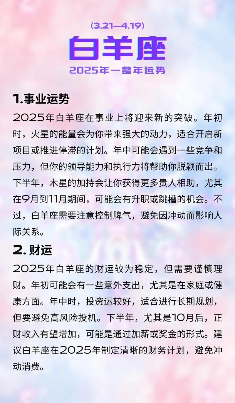 白羊座今日运势大揭秘 这些方面要当心